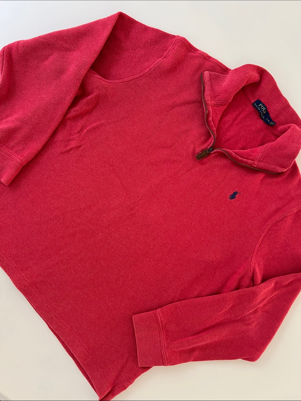 Polo by Ralph Lauren Red Half-Zip Sweater with Navy Pony
